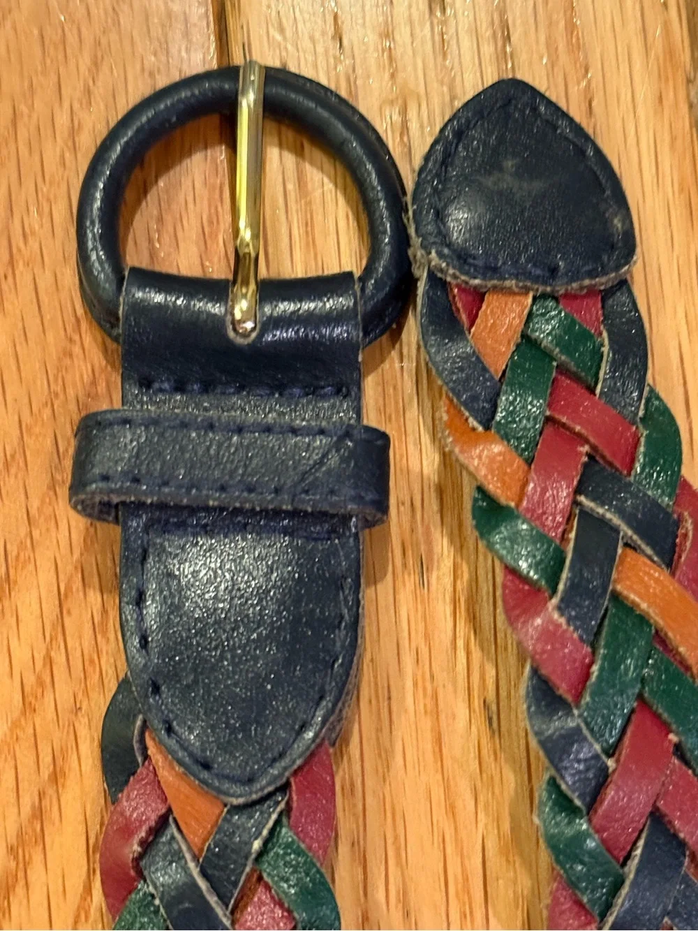 VTG Multicolor Braided Leather Belt preppy nautical
